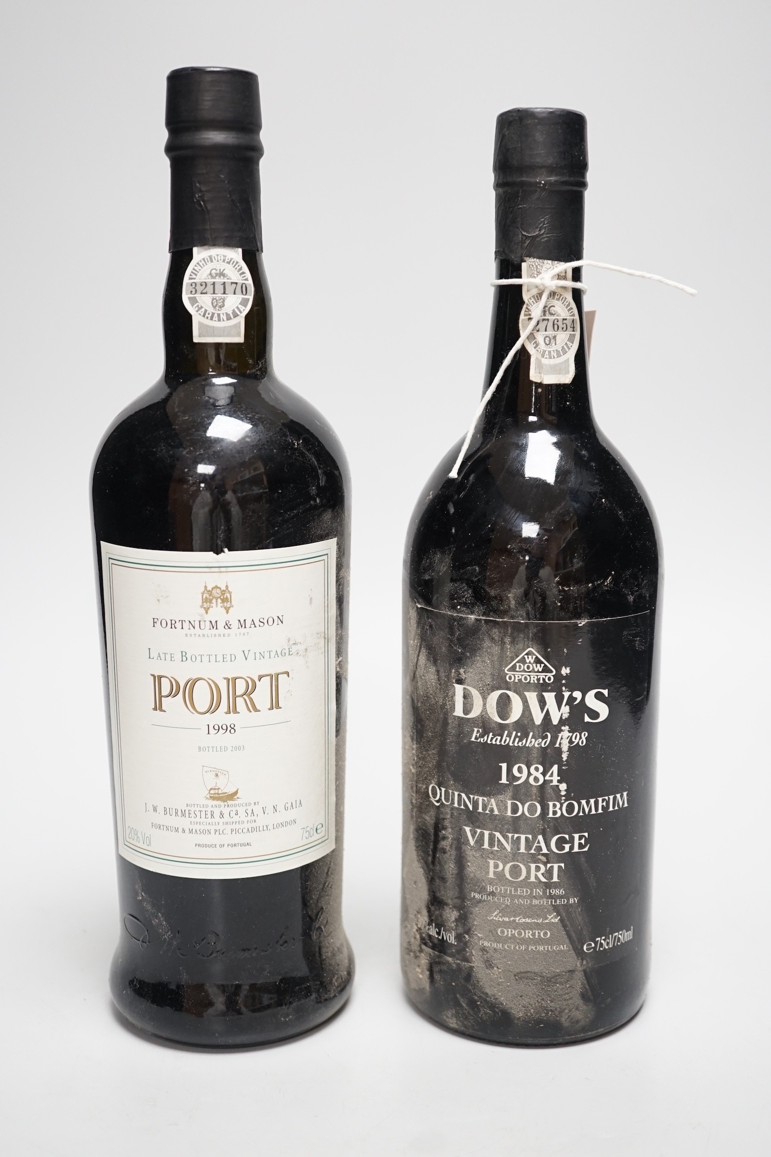 Two bottles of port including a Dow’s 1984 vintage port